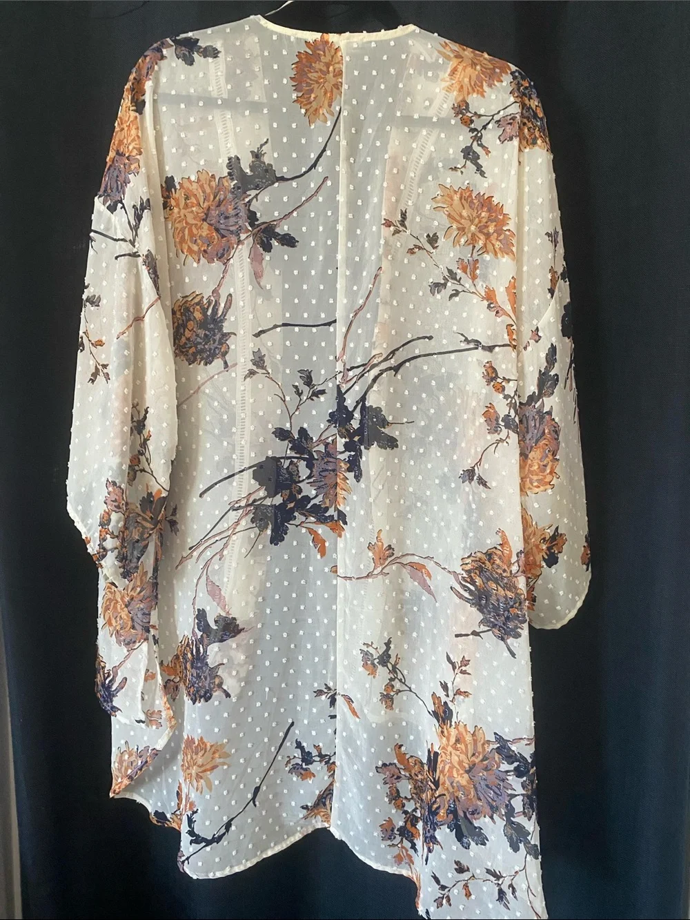 Maurices Floral Sheer Kimono in Cream, Rust, and Lavender - Picture 5 of 5